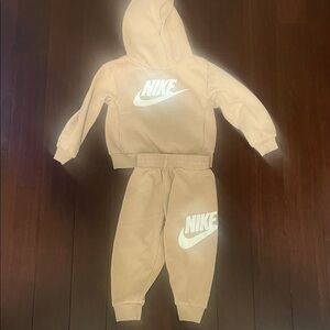 Nike Kids Tan Hoodie & Joggers Set - Cream/Tan
